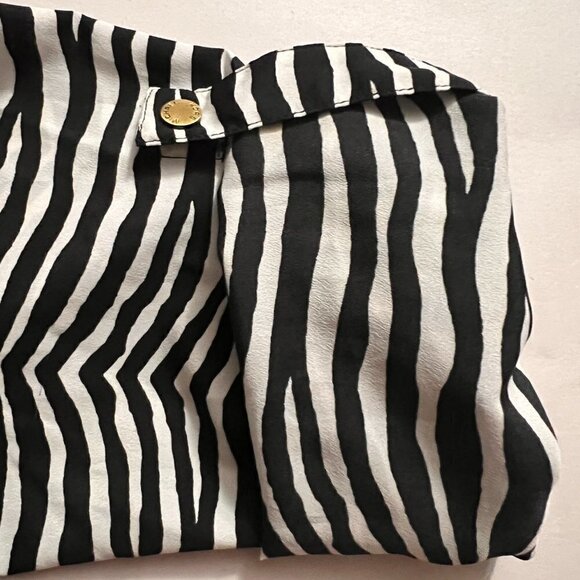 Michael Kors Full Zip Zebra Print Long Sleeve Top/Blouse Women's S - Picture 7 of 10